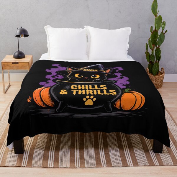 Item preview,  Ghoul Chills And Thrills Witch Cat Cauldron Halloween designed and sold by Retro Whiskers.