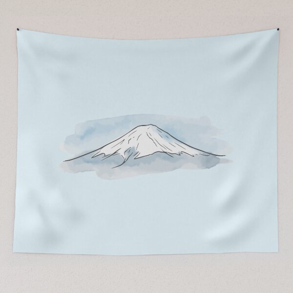 Item preview, Mount Fuji Watercolor Ink Line Art Print designed and sold by Heaton-B-Design.