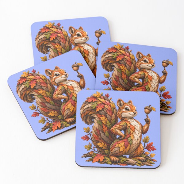 Item preview, Autumn Leaf Squirrel with Acorn – Woodland Nature Art designed and sold by Ania & Maxiu.