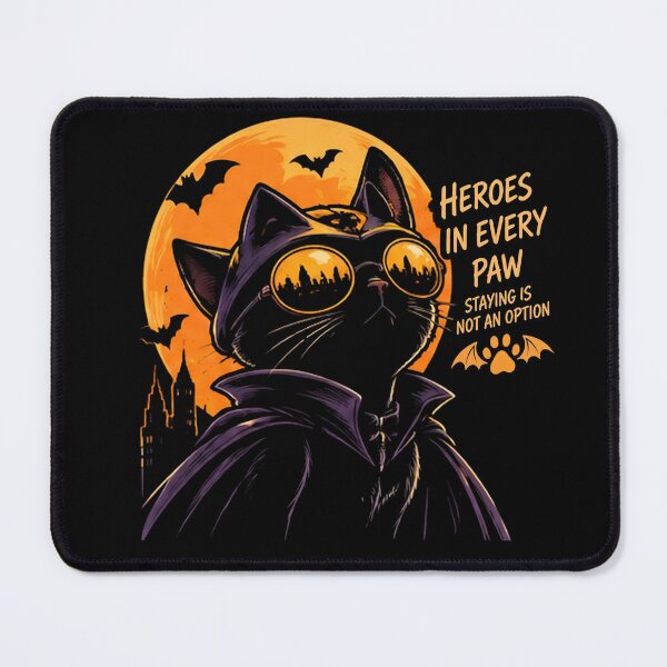 Item preview, Heroes In Every Paw Superhero Cat Halloween Art Illustration designed and sold by Retro Whiskers.