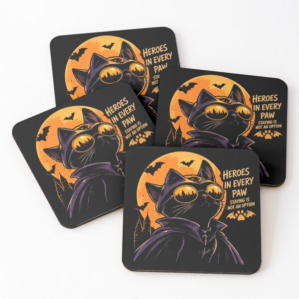 Item preview, Heroes In Every Paw Superhero Cat Halloween Art Illustration designed and sold by Retro Whiskers.