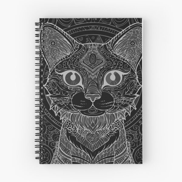 Item preview, Mystic Cat Mandala – Black & Silver Zentangle Art designed and sold by TitiaDesign.