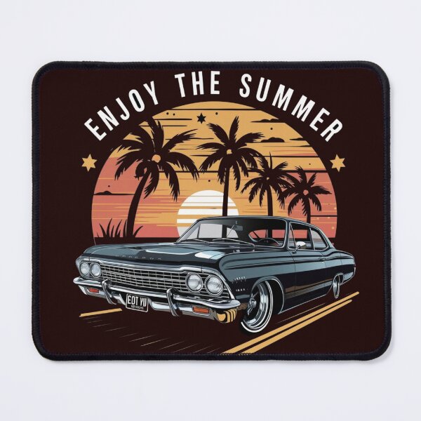 Item preview, Enjoy The Summer - Classic Black Muscle Car Retro Sunset Palm Tree Art designed and sold by the wellness script.