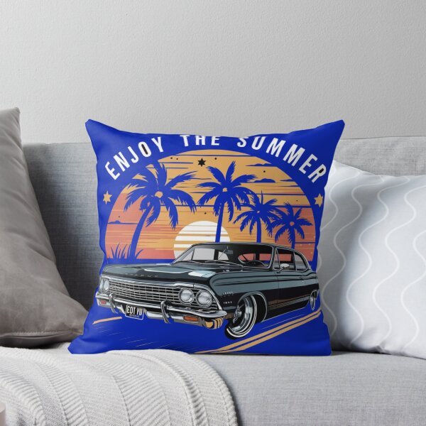 Item preview, Enjoy The Summer - Classic Black Muscle Car Retro Sunset Palm Tree Art designed and sold by the wellness script.