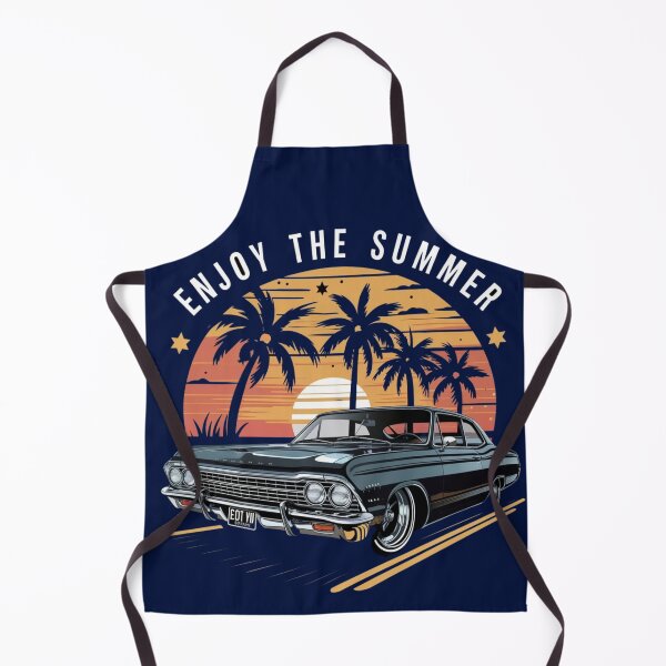 Item preview, Enjoy The Summer - Classic Black Muscle Car Retro Sunset Palm Tree Art designed and sold by the wellness script.