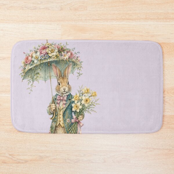 Item preview, Vintage Rabbit with Floral Umbrella and Daffodils designed and sold by ImageryLoom.