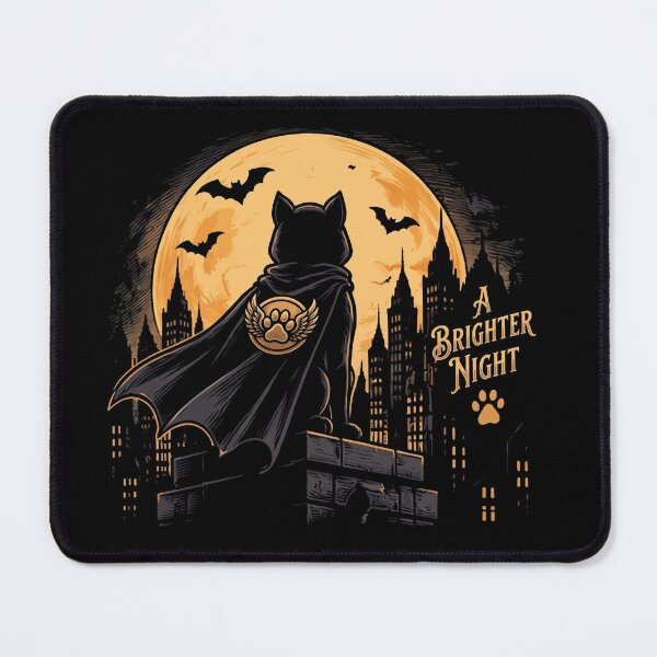 Item preview, A Brighter Night Superhero Cat Batman Parole City Moon Art designed and sold by Retro Whiskers.