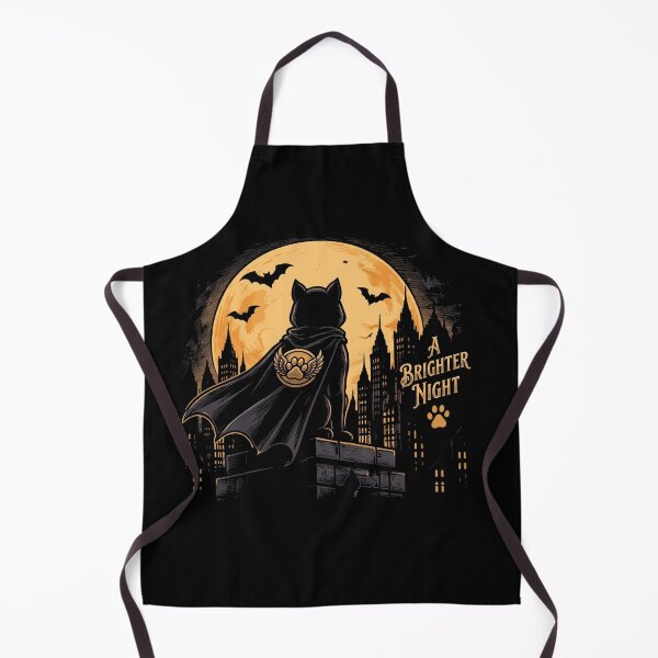 Item preview, A Brighter Night Superhero Cat Batman Parole City Moon Art designed and sold by Retro Whiskers.