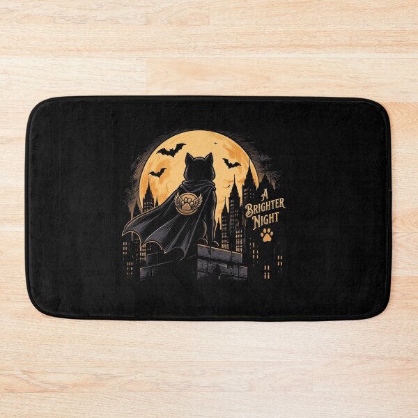 Item preview, A Brighter Night Superhero Cat Batman Parole City Moon Art designed and sold by Retro Whiskers.