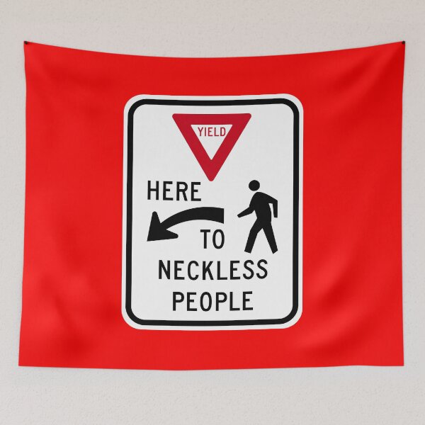Item preview, Yield Here to Necklace People Sign designed and sold by Karate Octopus.