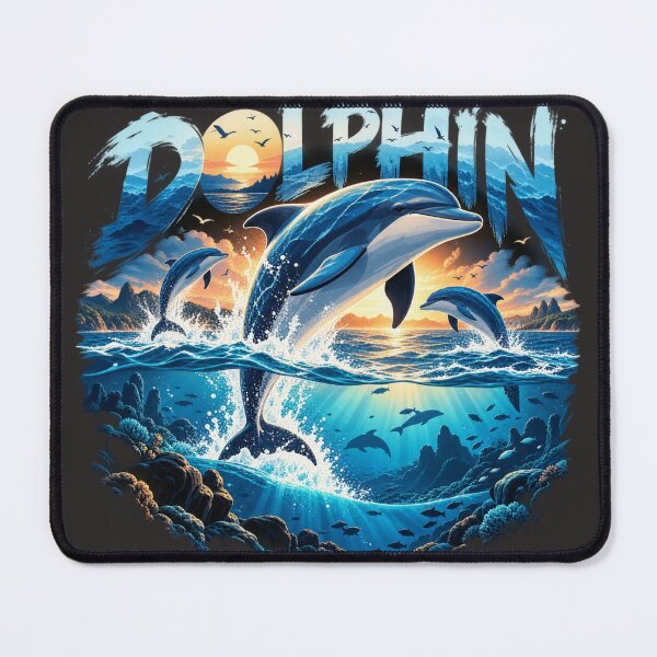 Item preview, Dolphin Ocean Adventure | Majestic Marine Life Sunset Graphic designed and sold by UNVYRE.