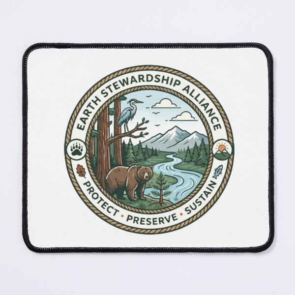 Item preview, Earth Stewardship Alliance - Protect Preserve Sustain Wildlife & Nature Conservation Minimalist Retro Badge designed and sold by orioleoutdoor.