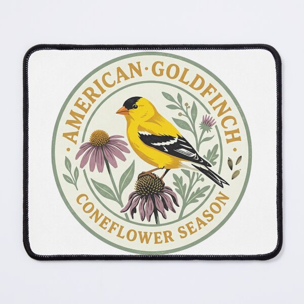 Item preview, American Goldfinch Coneflower Seedhead Garden Illustration designed and sold by shifumart.