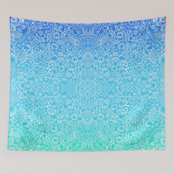 Item preview, Electric Blue Turquoise Mint Gradient Mandala Pattern designed and sold by FioreDiCiliegio.