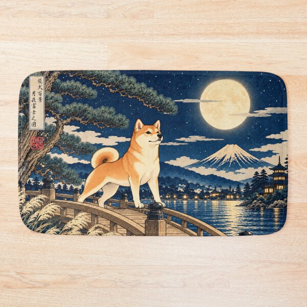 Item preview, Shiba Inu Moonlit Fuji Art designed and sold by ARU JAPAN STUDIO.