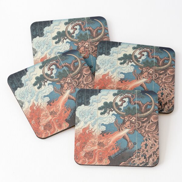 Item preview, Japanese Ukiyo-e Yokai Ushioni Fire Breathing Demon Art designed and sold by manbou-japan.