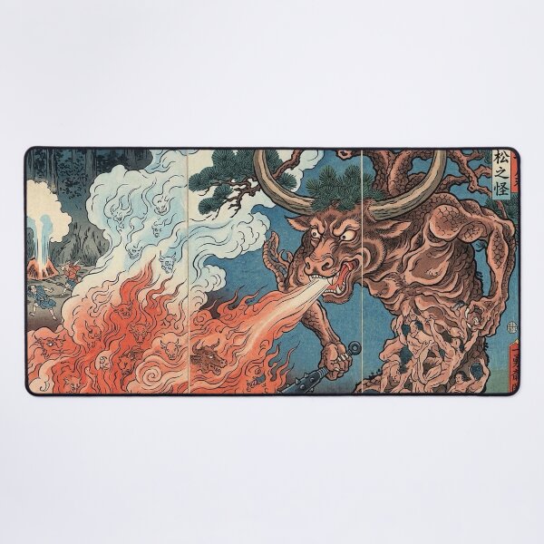 Item preview, Japanese Ukiyo-e Yokai Ushioni Fire Breathing Demon Art designed and sold by manbou-japan.