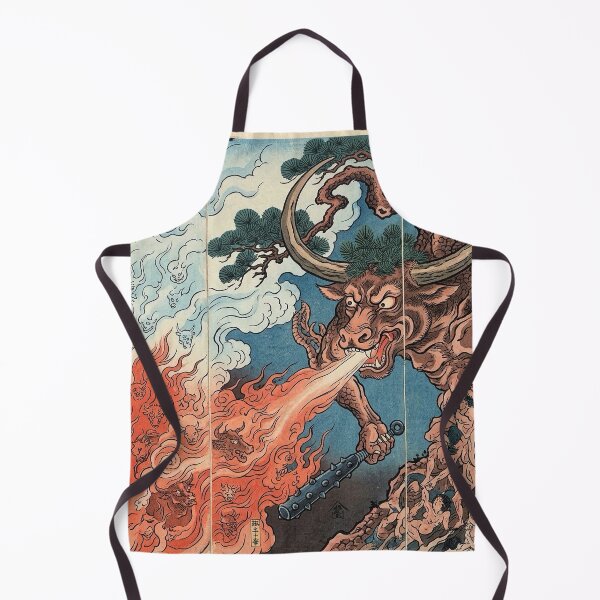 Item preview, Japanese Ukiyo-e Yokai Ushioni Fire Breathing Demon Art designed and sold by manbou-japan.