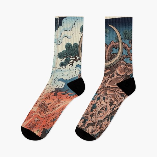 Item preview, Japanese Ukiyo-e Yokai Ushioni Fire Breathing Demon Art designed and sold by manbou-japan.