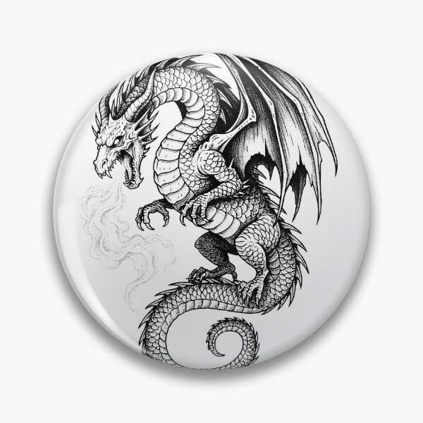 Item preview, Heavy Smoke Dragon - Fierce Wild Beast Ink Illustration designed and sold by DragonSerpent Ink.