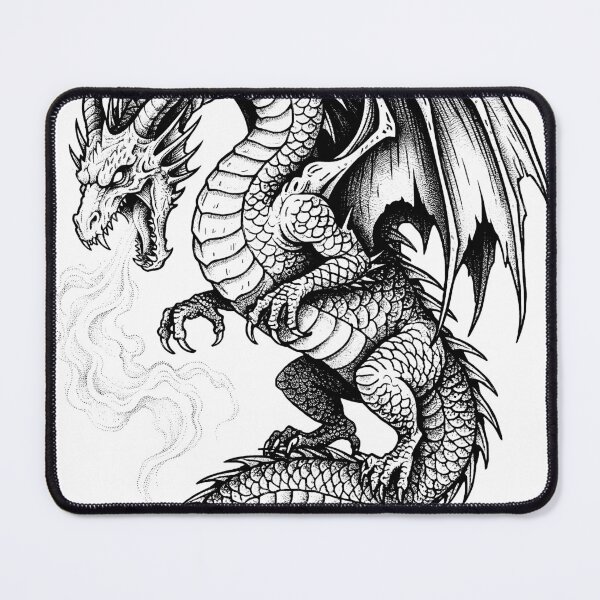Item preview, Heavy Smoke Dragon - Fierce Wild Beast Ink Illustration designed and sold by DragonSerpent Ink.