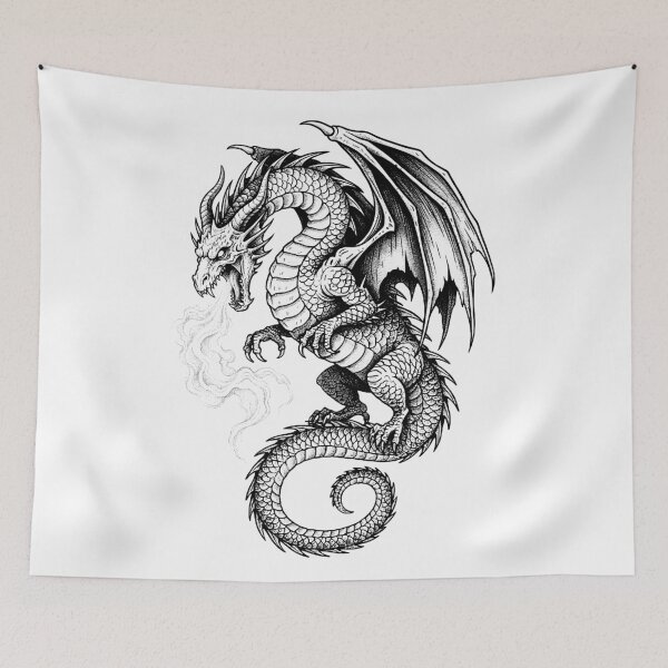Item preview, Heavy Smoke Dragon - Fierce Wild Beast Ink Illustration designed and sold by DragonSerpent Ink.