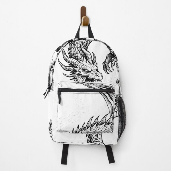 Item preview, Twin Smoke Dragon - Fierce Detailed Beast Ink Illustration designed and sold by DragonSerpent Ink.