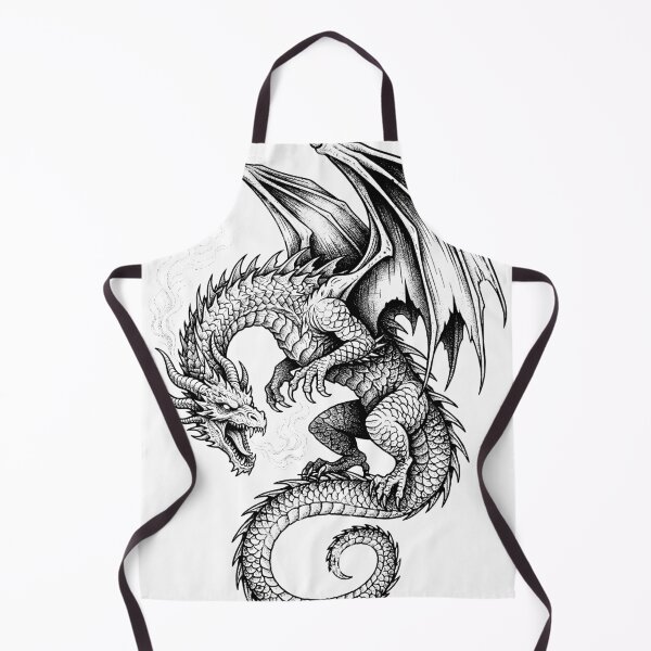 Item preview, Twin Smoke Dragon - Fierce Detailed Beast Ink Illustration designed and sold by DragonSerpent Ink.