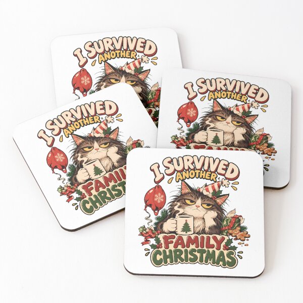 Item preview, Christmas Survivor Grumpy Feline Family Humor designed and sold by chattsuede.