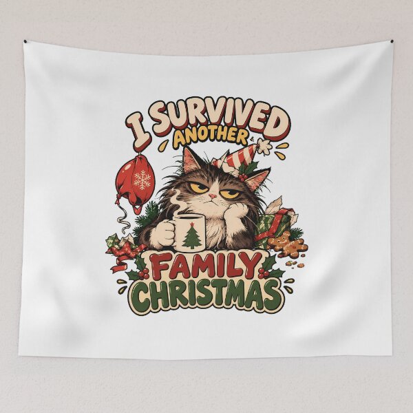 Item preview, Christmas Survivor Grumpy Feline Family Humor designed and sold by chattsuede.