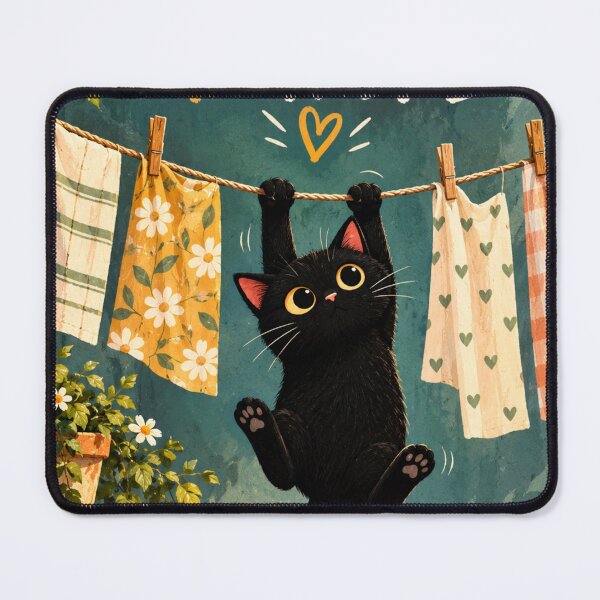Item preview, Funny Black Cat Laundry Gift | Hang in There Cute Cat Lover designed and sold by AbstractAuraArt.