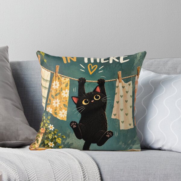 Item preview, Funny Black Cat Laundry Gift | Hang in There Cute Cat Lover designed and sold by AbstractAuraArt.