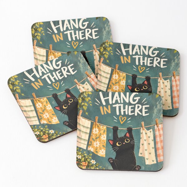 Item preview, Funny Black Cat Laundry Gift | Hang in There Cute Cat Lover designed and sold by AbstractAuraArt.