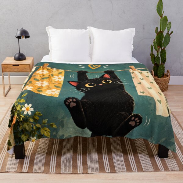 Item preview, Funny Black Cat Laundry Gift | Hang in There Cute Cat Lover designed and sold by AbstractAuraArt.