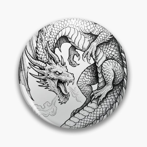 Item preview, Symmetrical Serpentine Dragon - Spiral Tail Fire Ink Art designed and sold by DragonSerpent Ink.