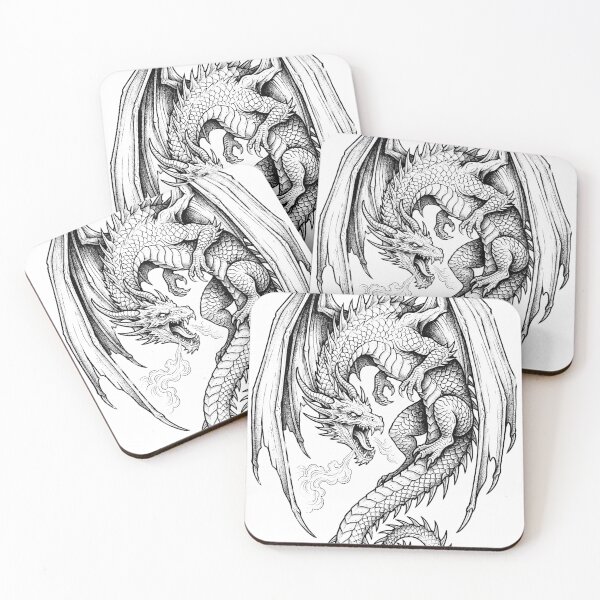 Item preview, Symmetrical Serpentine Dragon - Spiral Tail Fire Ink Art designed and sold by DragonSerpent Ink.