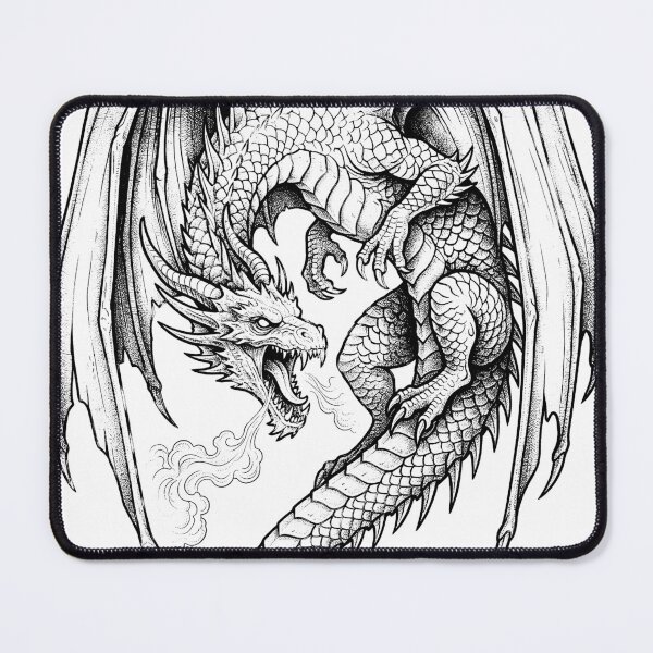 Item preview, Symmetrical Serpentine Dragon - Spiral Tail Fire Ink Art designed and sold by DragonSerpent Ink.