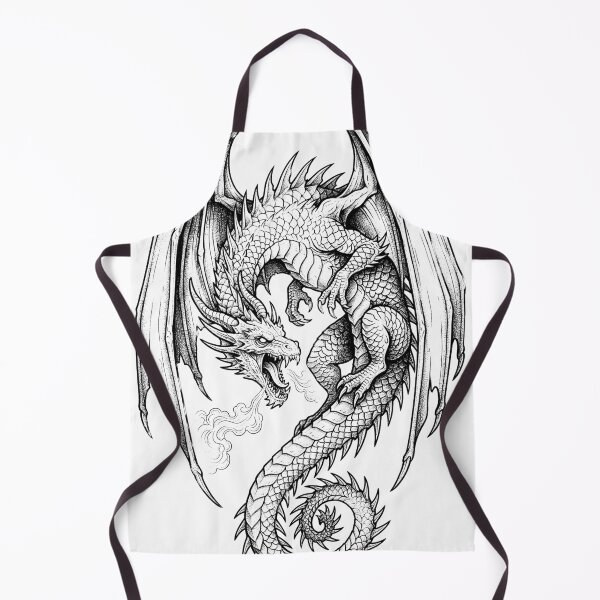 Item preview, Symmetrical Serpentine Dragon - Spiral Tail Fire Ink Art designed and sold by DragonSerpent Ink.