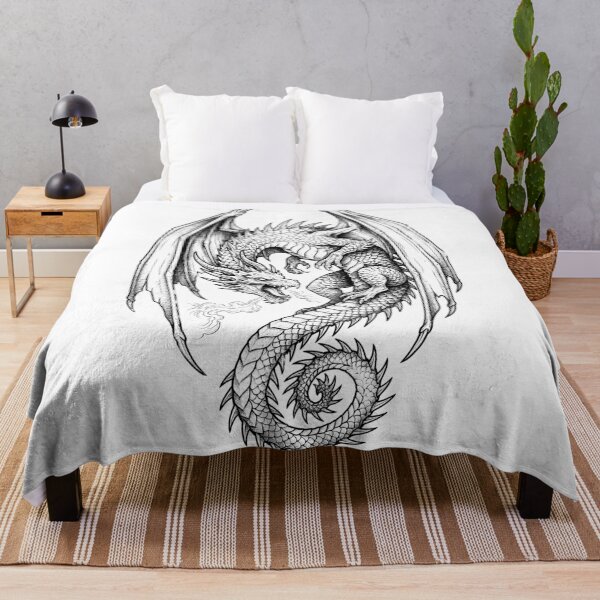 Item preview, Symmetrical Serpentine Dragon - Spiral Tail Fire Ink Art designed and sold by DragonSerpent Ink.