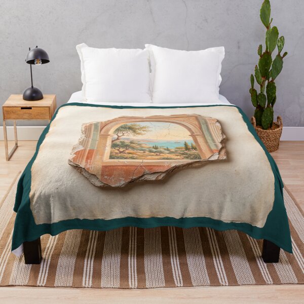 Item preview, Summer Triclinium Olive Trees and Golden Light Fresco designed and sold by codex antique.