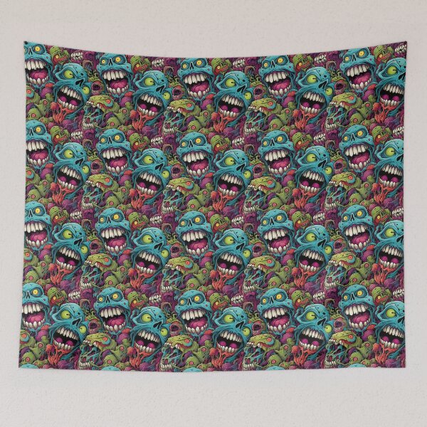 Item preview, Colorful Zombie Monster Repeat Pattern Creepy Halloween Horror Cartoon designed and sold by JRRTs.