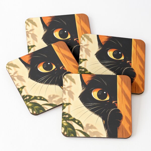 Item preview, Curious Black Cat Peeking Around Corner | Funny Cat Lover Gift designed and sold by AbstractAuraArt.