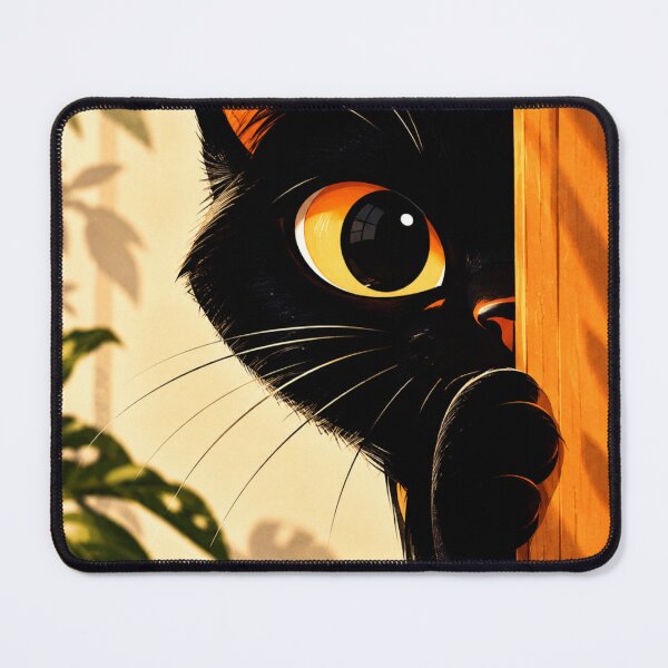 Item preview, Curious Black Cat Peeking Around Corner | Funny Cat Lover Gift designed and sold by AbstractAuraArt.