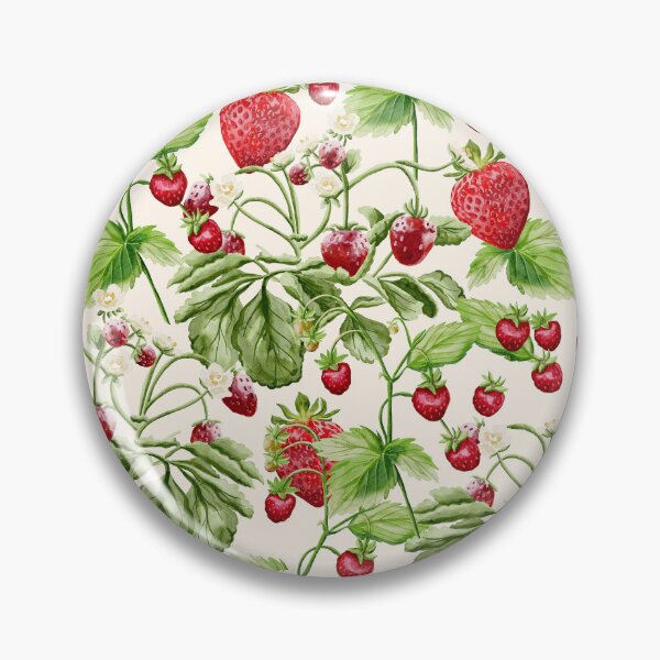 Item preview, Watercolor Strawberry Vines and Blossoms on Cream designed and sold by Nobody Shadow Art.