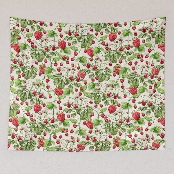 Item preview, Watercolor Strawberry Vines and Blossoms on Cream designed and sold by Nobody Shadow Art.