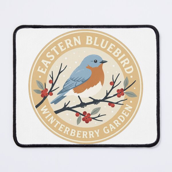 Artikelvorschau, Illustration eines Wintergartens mit Blaumeisen und Winterbeeren entworfen und verkauft von shifumart.