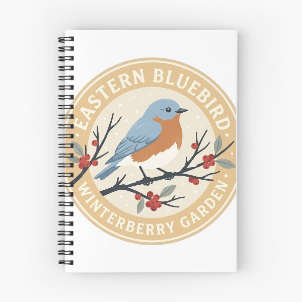 Item preview, Eastern Bluebird Winterberry Holly Winter Garden Illustration designed and sold by shifumart.
