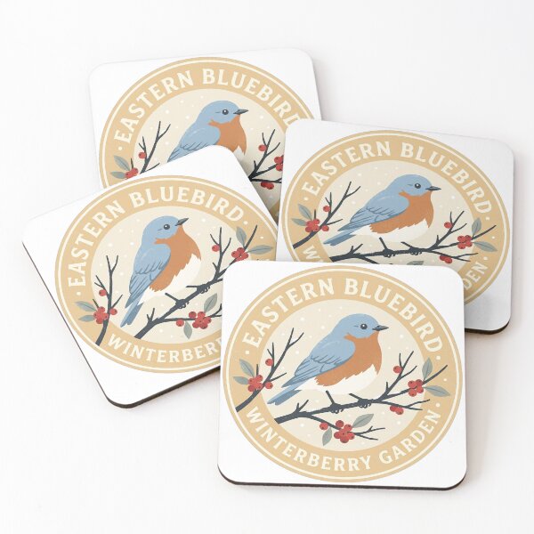 Item preview, Eastern Bluebird Winterberry Holly Winter Garden Illustration designed and sold by shifumart.