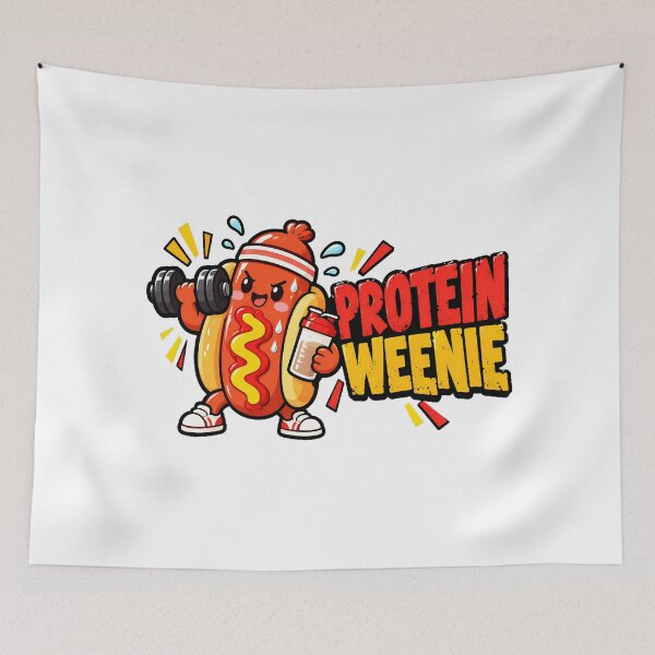 Item preview, Protein Weenie Flexing Gym Dog Fitness Humor designed and sold by chattsuede.