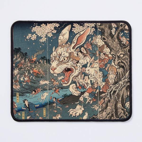 Item preview, Giant Monster Rabbit and Treant Yokai - Ukiyo-e Woodblock Style designed and sold by manbou-japan.